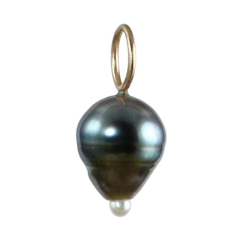 Banded Tahitian Pearl Charm in 14k Gold