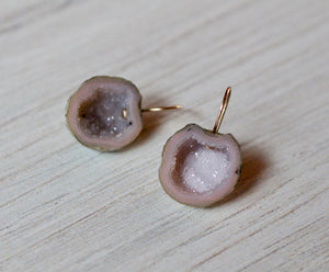 Pink & Lavender Geode Earrings in 14k Gold