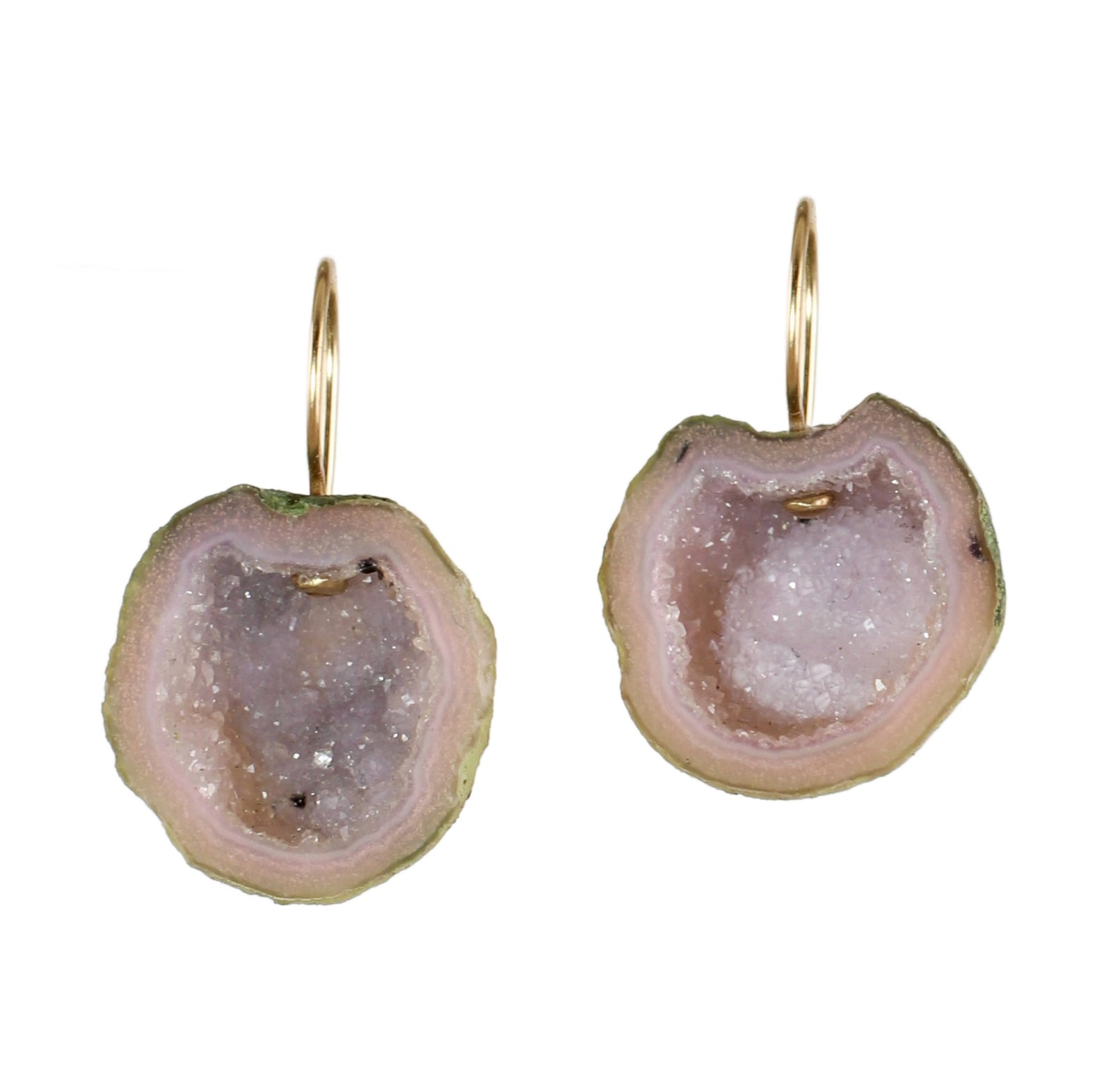 Pink & Lavender Geode Earrings in 14k Gold