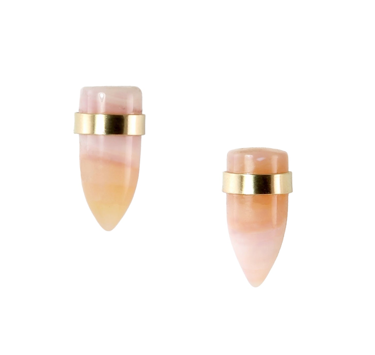 Pink Peruvian Opal Bullet Stud Earrings in 14k Gold - Limited Edition