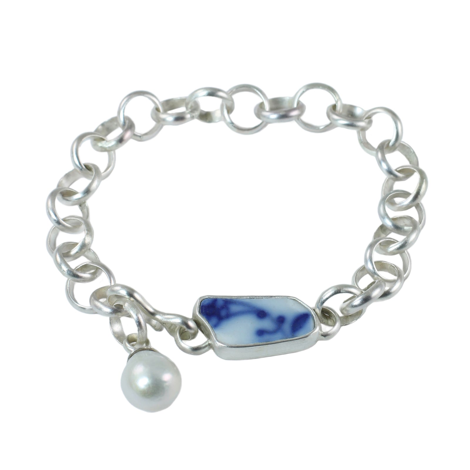 Found Sea Pottery & Pearl Bracelet