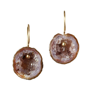 Multi-Colored Geode Earrings in 14k Gold