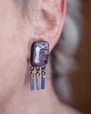 Pink & Chocolate Sapphire Dangle Earrings with 14k Gold