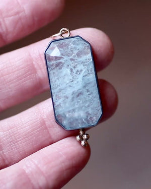 Aquamarine Statement Pendant with 14k Gold