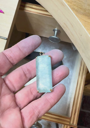 Icy Aquamarine Statement Pendant with 14k Gold