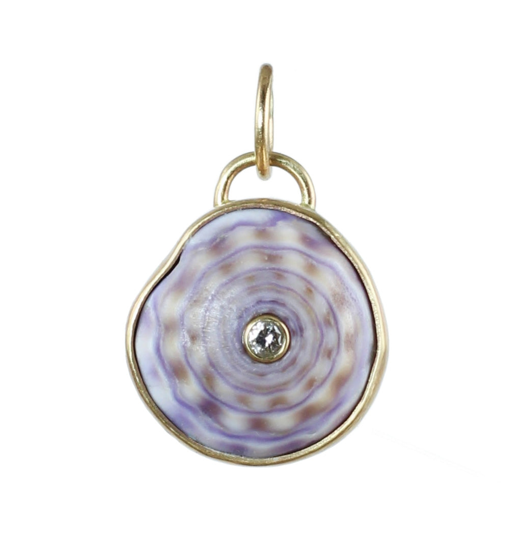 Purple Shell and Diamond Charm with 14k Gold