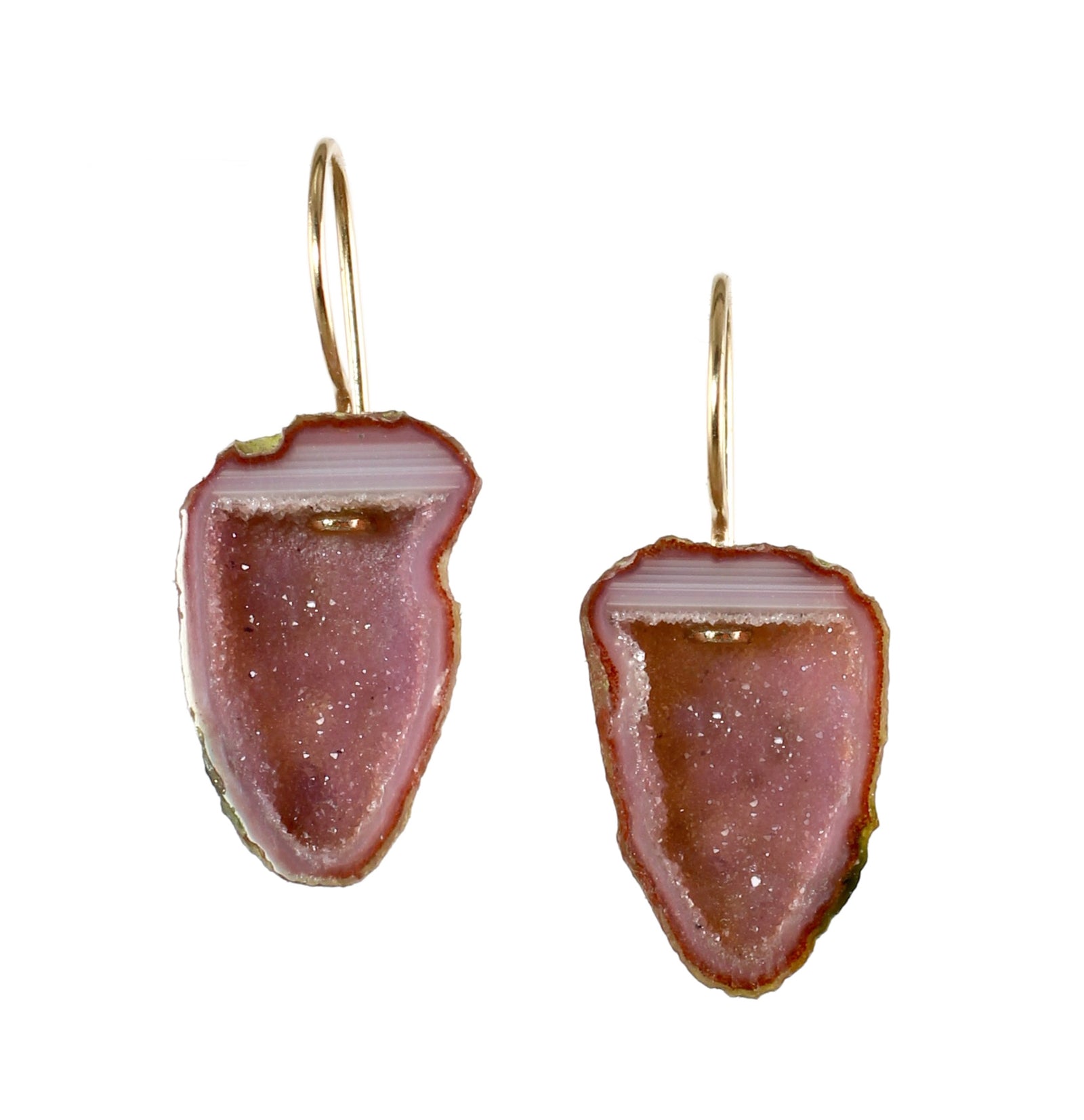 Raspberry Geode Earrings in 14k Gold