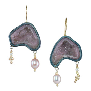 Rosy Geode Melange Earrings with 14k Gold
