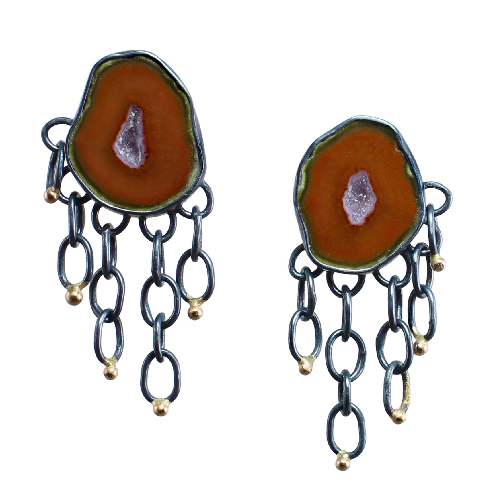 Baby Geode Game Earrings with 14k Gold