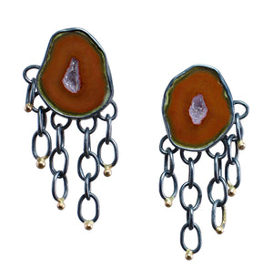 Baby Geode Game Earrings with 14k Gold