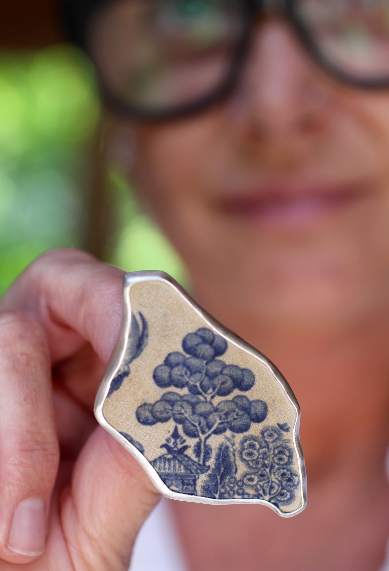 Found Sea Pottery Statement Ring