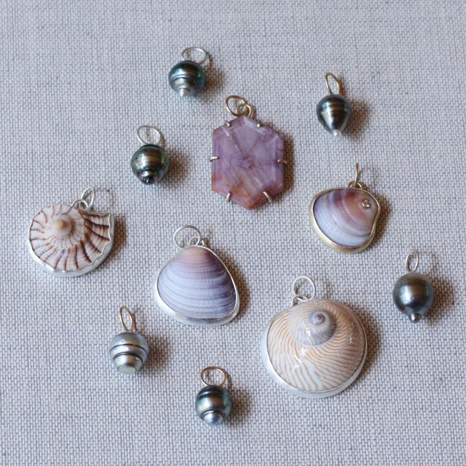 Banded Tahitian Pearl Charm in 14k Gold