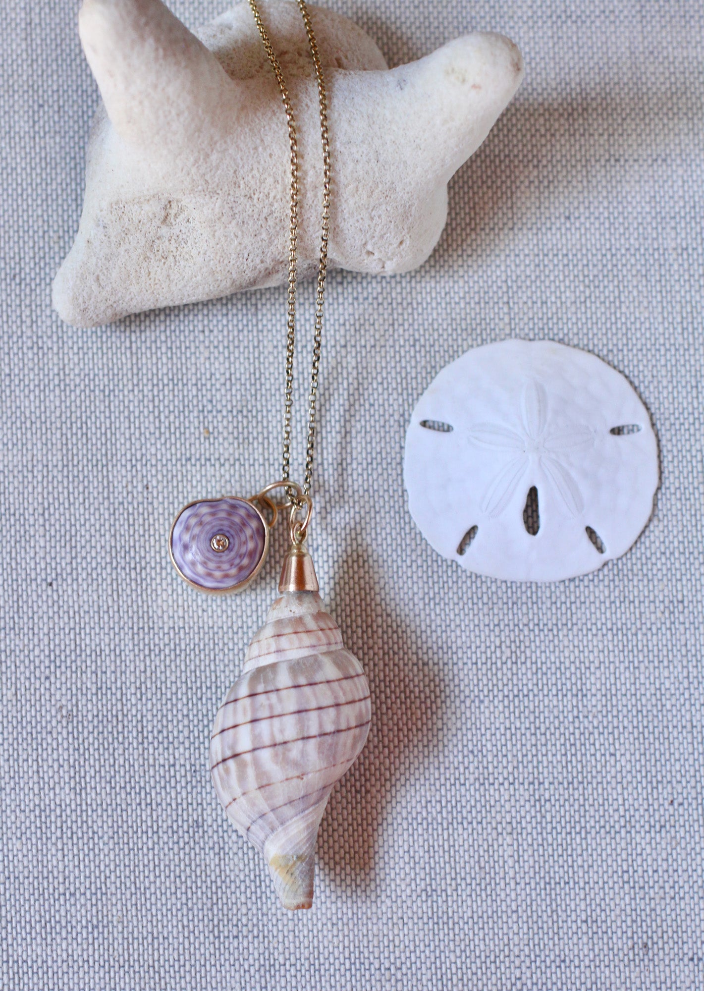 Spiral Shell Pendant with 14k Gold