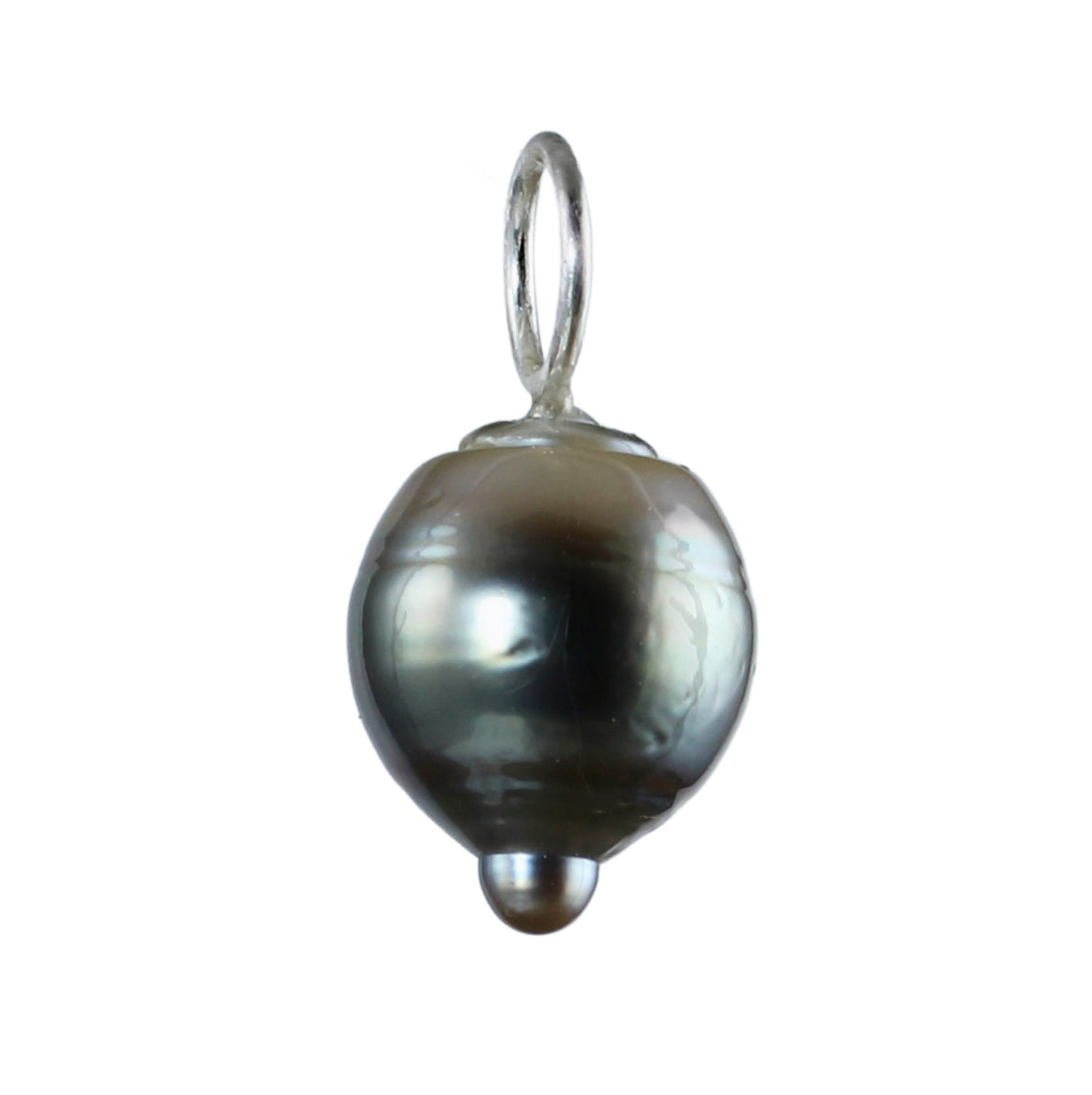Banded Tahitian Pearl Charm in Silver