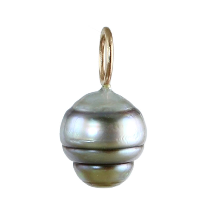 Banded Tahitian Pearl Charm in 14k Gold