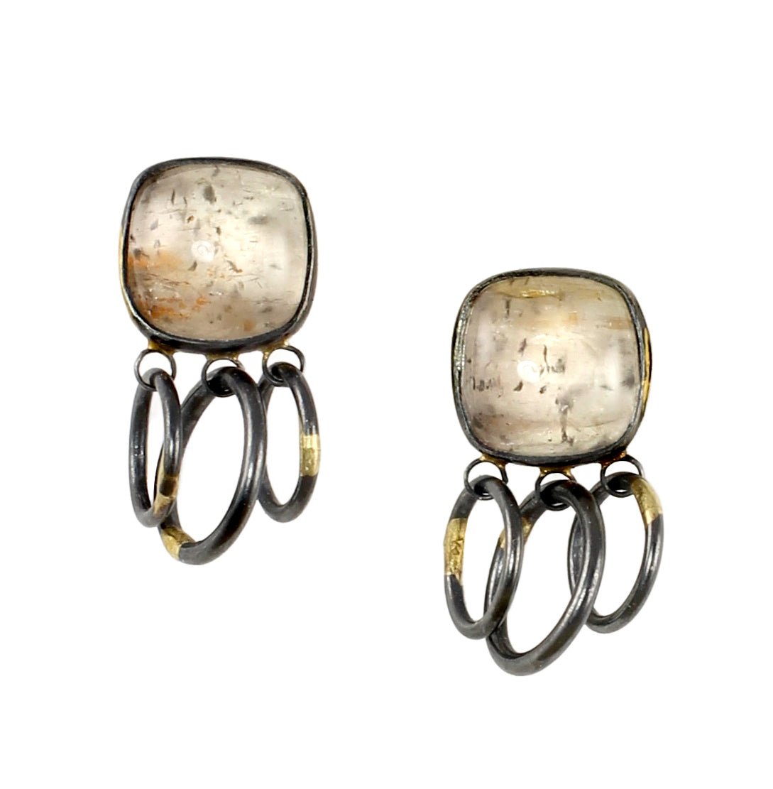 Melody Stone Link Stud Earrings with 14k Gold - Limited Edition
