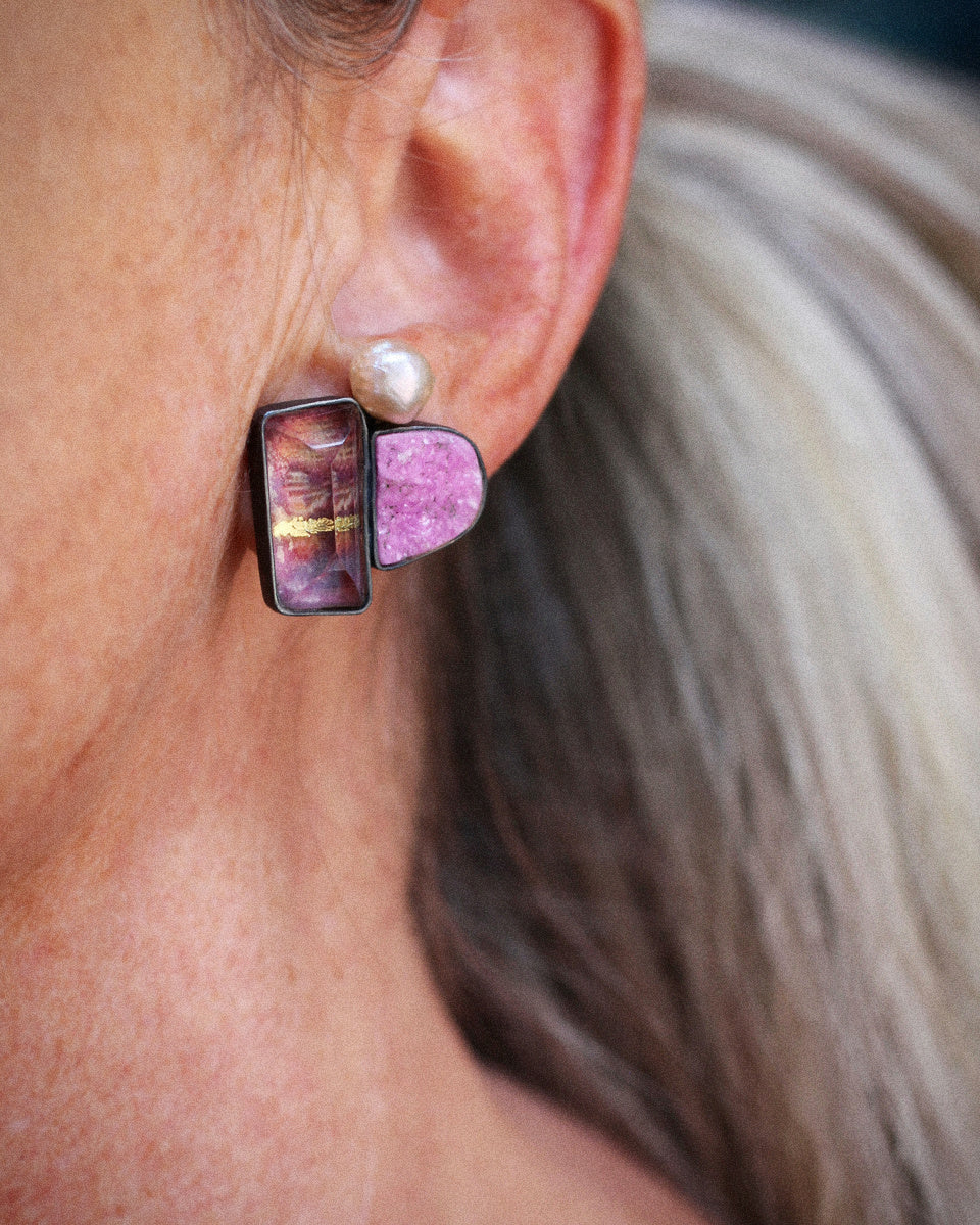 Found + Formed Mixed Gemstone Stud Earrings