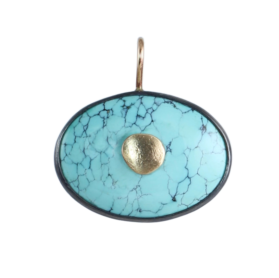 Turquoise Evil Eye Charm with 14k Gold