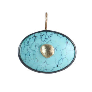 Turquoise Evil Eye Charm with 14k Gold