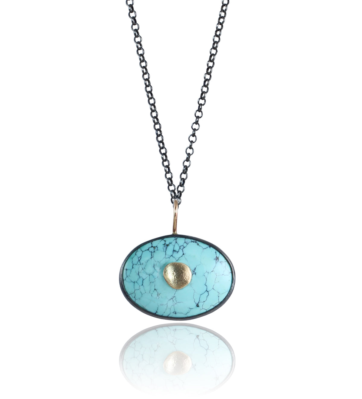 Turquoise Evil Eye Charm with 14k Gold