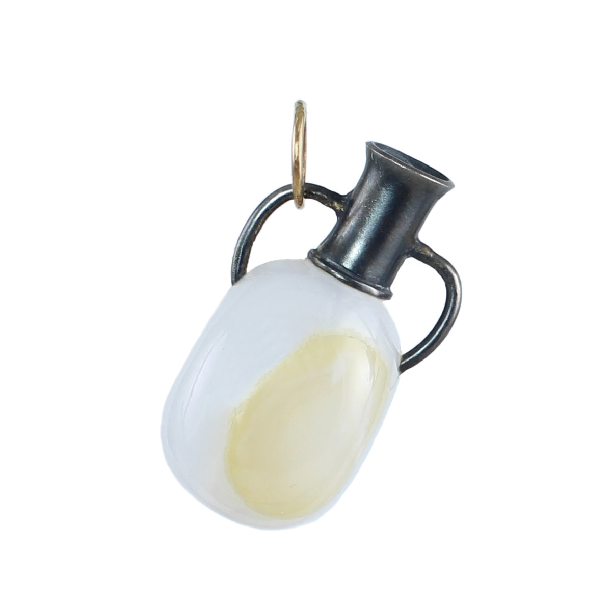 Lace Agate Amphora Vessel Charm with Recycled 14k Gold