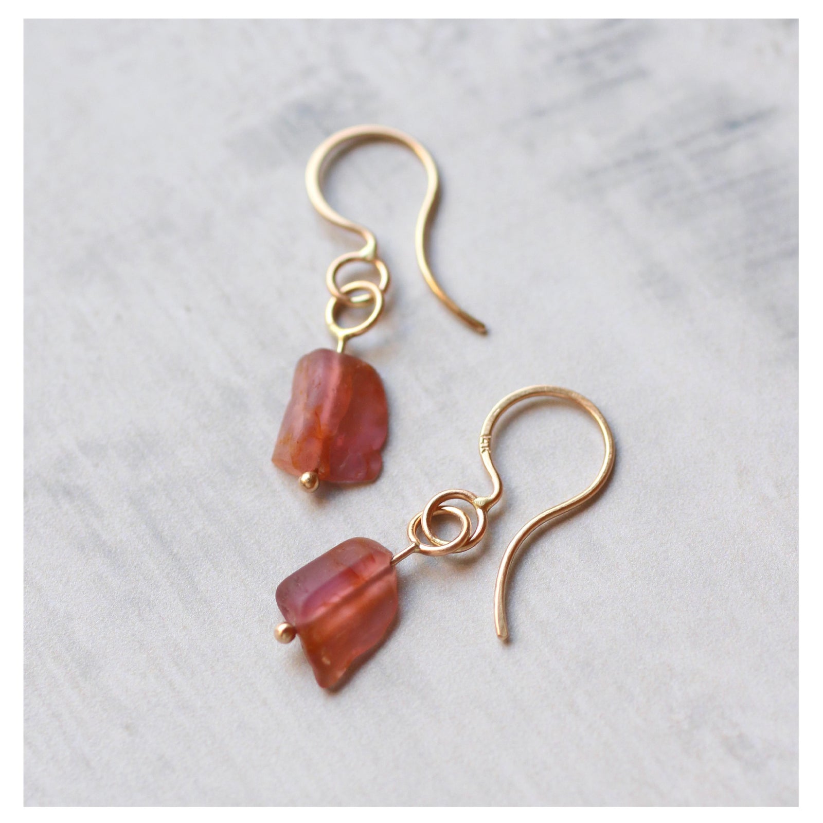 Rubellite Tourmaline Dangle Earrings in 14k