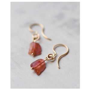 Rubellite Tourmaline Dangle Earrings in 14k