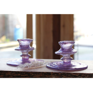 Pair of Vintage Amethyst Glass Candle Holders