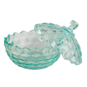 Aquamarine Indiana Glass Candy Dish with Lid