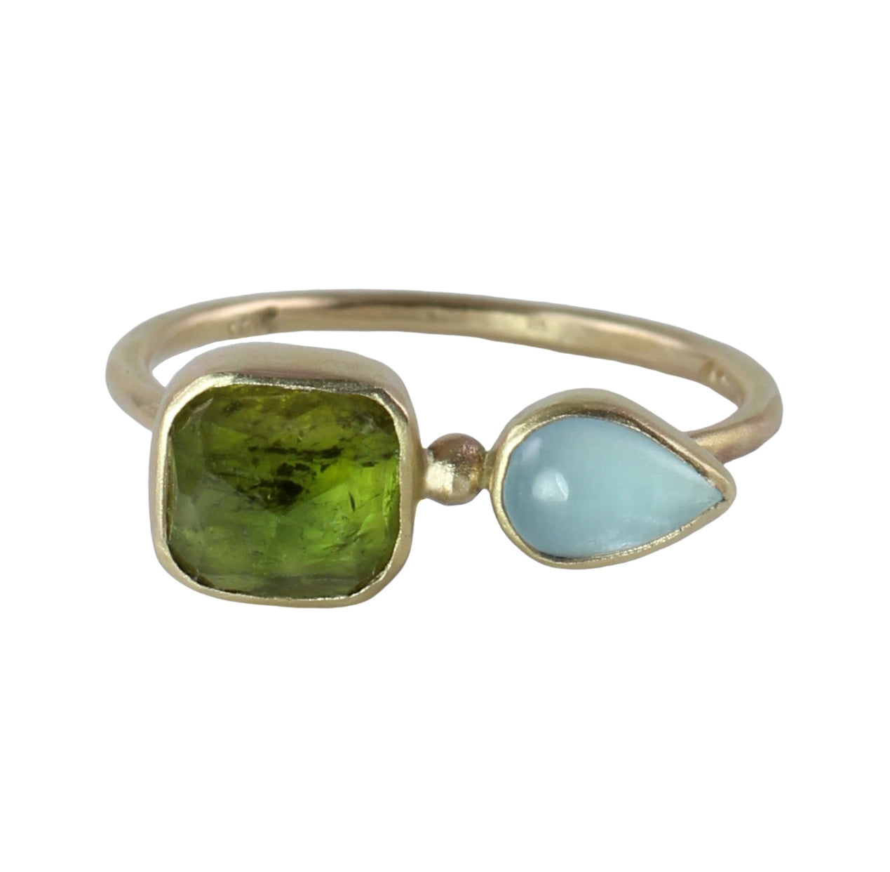 Green Tourmaline & Aquamarine Ring