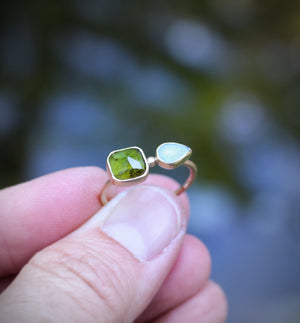 Green Tourmaline & Aquamarine Ring