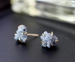 Rough Diamond Stud Earrings in 14k