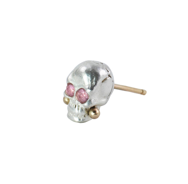 Single Calavera Stud Earring - Choose Your Gemstone